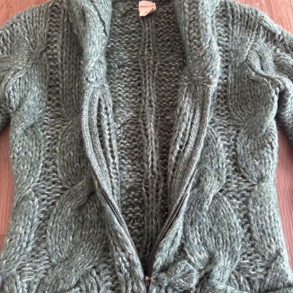 Anthropologie Sleeping On Snow Chunky Cable Knit Zip Cardigan S - Picture 3 of 8
